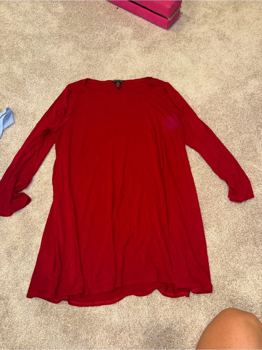 Eileen Fisher Red Long Sleeve Tunic Top